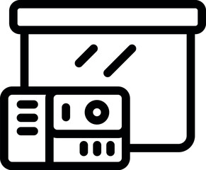 Poster - Line icon of a projector projecting light beams on a projection screen, for business presentations