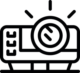 Poster - Simple linear icon representing a video projector emitting light, ideal for online content related to presentations and technology
