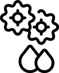 Canvas Print - Simple icon of two gears dropping oil, representing industrial lubrication and maintenance