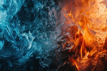 Wall Mural - Background of the abstract fire and ice concept