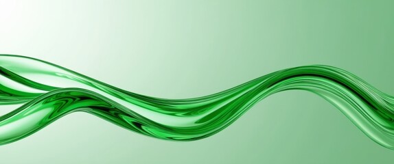 Poster - light green wavy 3D glass shape background