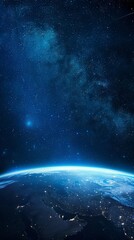 Wall Mural - Background of earth from space with a blue sky and stars. 