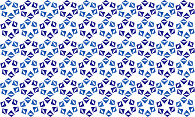  seamless pattern with shapes, blue diamond net, ring hexagon block on white background, design for fabric print or t-shirt paint screening