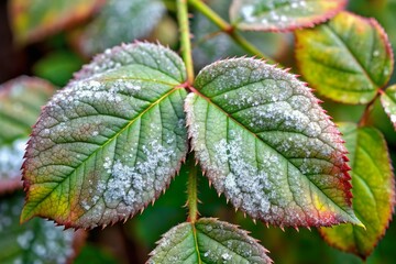 white powdery mildew disease on rose leaf