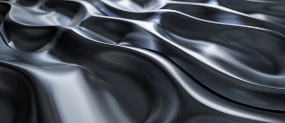 Poster - 3d render of abstract dark gray background with wavy elements


