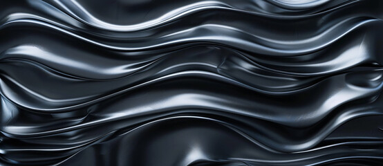 Poster - 3d render of abstract dark gray background with wavy elements


