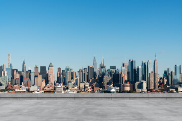 Wall Mural - Skyscrapers Cityscape Downtown, New York Skyline Buildings. Beautiful Real Estate. Day time. Empty rooftop View. Success concept.