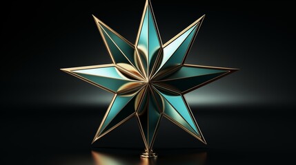 Sticker - A Modern Sculpture of an Eight-Pointed Metallic Blue Star