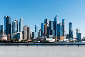 Wall Mural - Skyscrapers Cityscape Downtown, New York Skyline Buildings. Beautiful Real Estate. Day time. Empty rooftop View. Success concept.