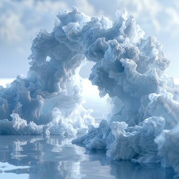 A 3D rendering of a coral reef. AI.