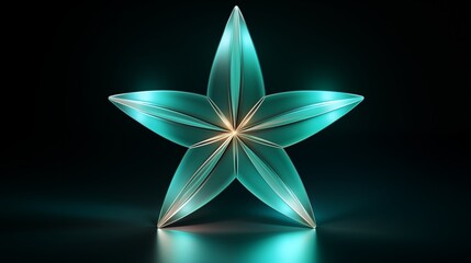 Wall Mural - Illuminated Aqua Star: Contemporary Luminescent Art and Design