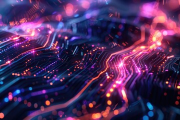 Poster - a close-up shot of an electronic circuit board with various components and wires
