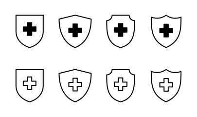 Wall Mural - Health insurance icon set. Insurance health document icon