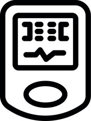 Poster - Black outline style icon representing a medical device showing heartbeat on screen