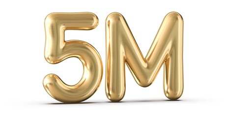 5M Followers Gold Number 3D Render