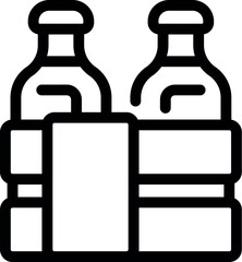 Poster - Line icon of two glass bottles secured in a cardboard box for safe transport and delivery