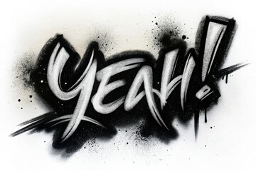 Yeah text written with black ink spray isolated on white background