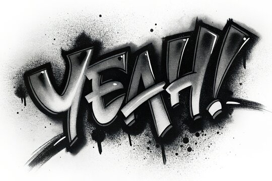 Yeah text written with black ink spray isolated on white background