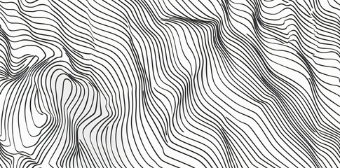 Poster - black and white line pattern, vector background design for poster, banner or cover with wavy striped texture. illustration of op art optical illusion in the style of vector illustration.