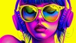 © Nataliia_Trushchenko - A woman wearing headphones and sunglasses. The woman is looking away from the camera