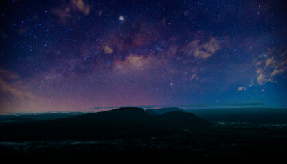 Wall Mural - panorama blue night sky milky way and star on dark background.universe filled with stars, nebula and