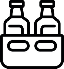 Poster - Line icon of a six pack beer packaging holding glass bottles, perfect for topics like beverage industry or home delivery