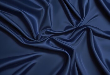 Wall Mural - Blue deep satin velvet wavy drapery texture sample background