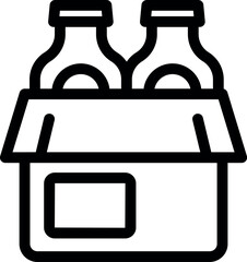 Canvas Print - Line icon of a cardboard box holding two bottles, perfect for topics like delivery, packaging, and beverage industry