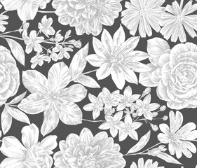 Sticker - seamless floral background