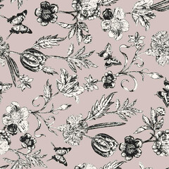 Sticker - seamless pattern with flowers