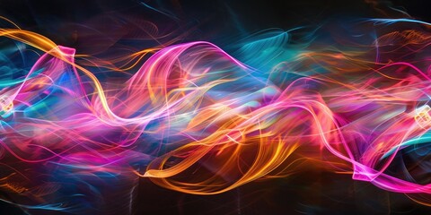 Wall Mural - A night photo captures light trails in vibrant colors, creating a dynamic visual display, full of energy and movement AIG62