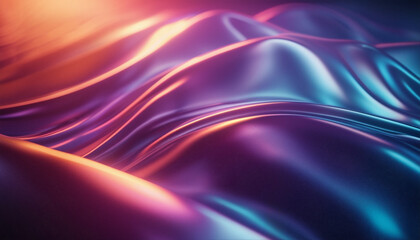 Canvas Print - Holographic chrome gradient waves abstract background.