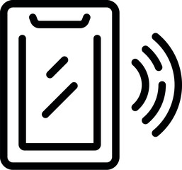 Poster - simple black and white line art showing a smartphone emitting radio waves, great for projects relate