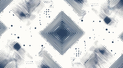 Poster - Black and white seamless pattern with a simple, symmetrical geometric diamond pattern in the style of halftone print.