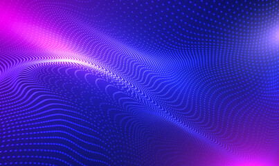 Fototapete - Abstract particle fractal Technology background. Futuristic point wave. Hi-tech and big data visualization. 3d futuristic moving dots. AI technology, science, Techno, music, stream. Tech Vector EPS10.