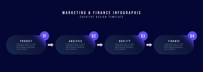 Wall Mural - Business timeline chart template. Infographic 4 steps. Glass morphism effect. Vector illustration.