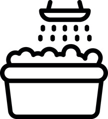 Poster - Shower head pouring water in bathtub creating foam, concept of personal hygiene and cleanliness