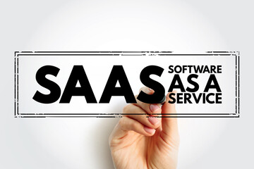 Poster - SAAS - Software as a service is a software licensing and delivery model, acronym text concept stamp