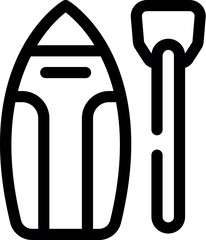 Poster - simple black and white icon of a kayak with a single paddle, perfect for representing kayaking, cano