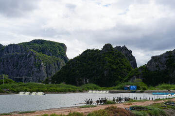 Wall Mural - Strange limestone mountain view At Sam Roi Yot National Park Prachuap Khiri Khan Province, Thailand, taken on 22 June 2024.