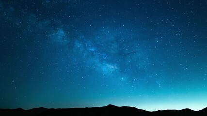 Wall Mural - June Bootid Meteor Shower and Milky Way Galaxy 24mm South Sky Over Canyon Blue Time Lapse