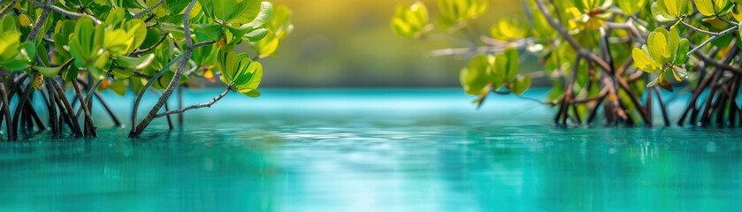 Sticker - Mangrove Trees Overlooking Calm Turquoise Water.