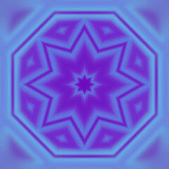 Fototapete - Geometric pattern of thin purple lines in the shape of a star with a light blue gradient. 3d rendering illustration