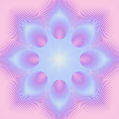 Fototapete - Abstract digital illustration of star-shaped geometric illustration with purple-pink gradient. 3d rendering