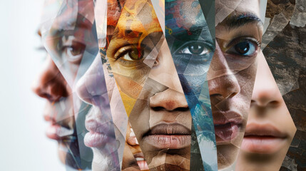 Canvas Print - A collage of faces with different skin tones and features