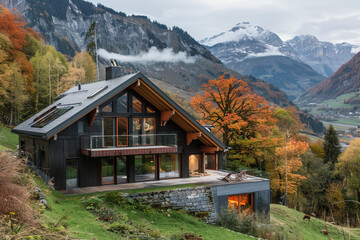 A large house with a beautiful view of the mountains