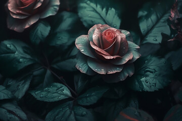 Poster - dark floral background