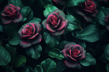 Poster - dark floral background