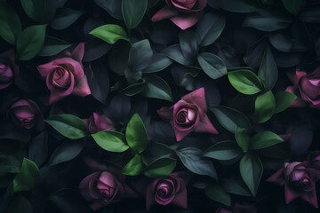 Poster - dark floral background
