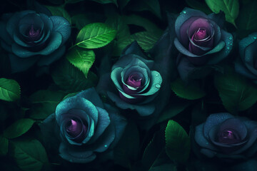 Poster - dark floral background